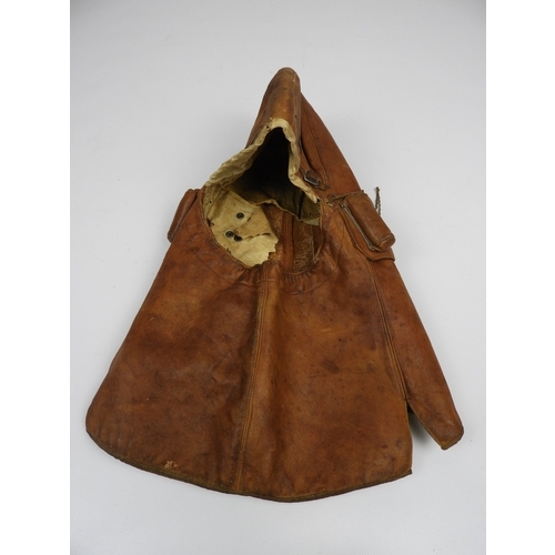 26 - WWI Royal Flying Corps Flying Cowl Helmet - Interior Stamped with War Department Broad Arrow and Mak... 