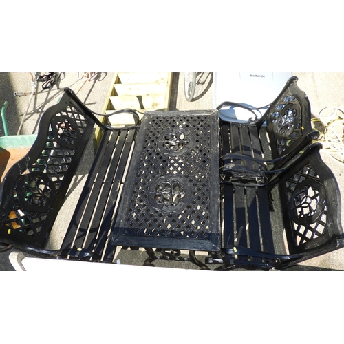 152 - Matching Metal Garden Bench and Table and Chairs Set