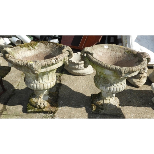 212 - Pair of Decorative Urn Concrete Garden Planters