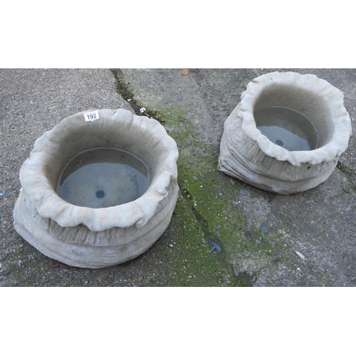 216 - Pair of Large Concrete Garden Sack Planters