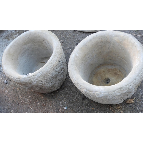 217 - Pair of Circular Concrete Garden Planters