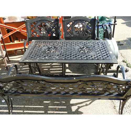 152 - Matching Metal Garden Bench and Table and Chairs Set