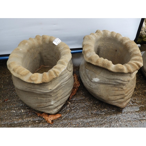 211 - Pair of Concrete Garden Sack Planters