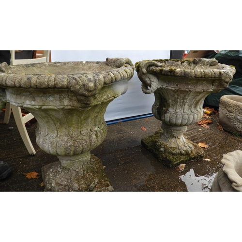 212 - Pair of Decorative Urn Concrete Garden Planters