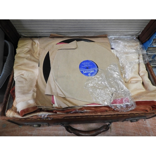 290 - Vintage Suitcase and Contents - Fabric and Records