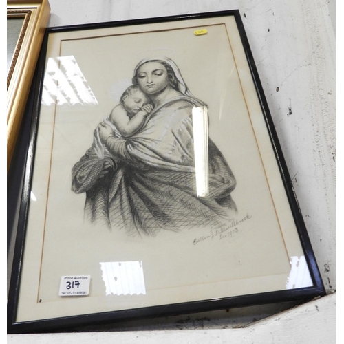 317 - Framed Ecclesiastical Drawing