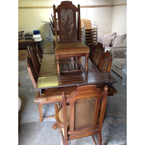 696B - Large Extending Table with 8x Chairs - Two of which are Carvers