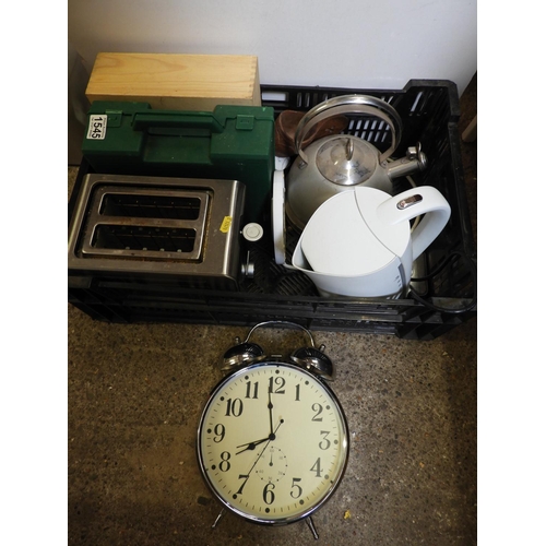 1545 - Box of Misc - Toaster, Clock and Kettle etc