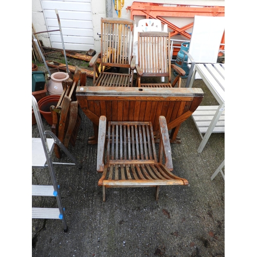 168 - Folding Wooden Garden Table and 4x Matching Chairs