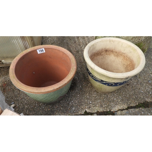 198 - 2x Glazed Garden Planters