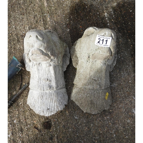 211 - Pair of Concrete Dog Ornaments