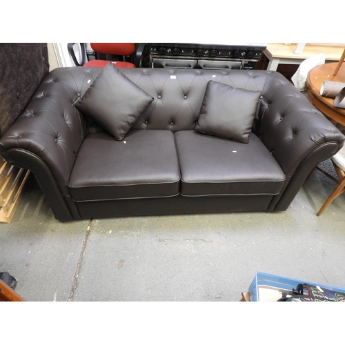 235 - Chesterfield Style Leather Effect Settee