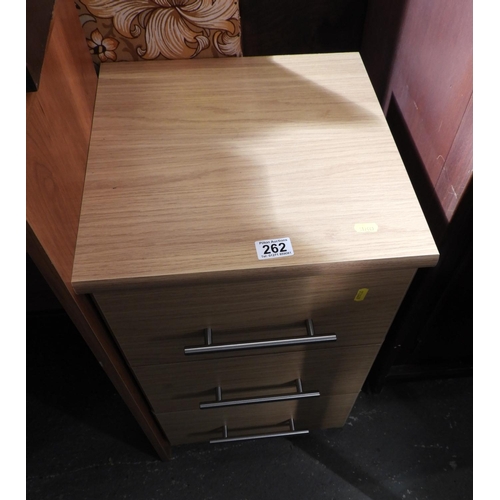 262 - Three Drawer Bedside Table