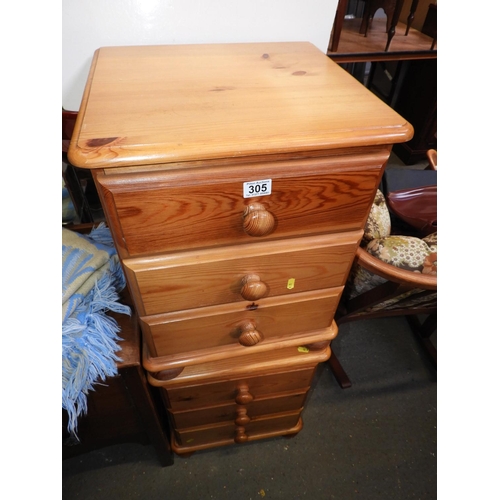 305 - Pair of Three Drawer Pine Bedside Tables