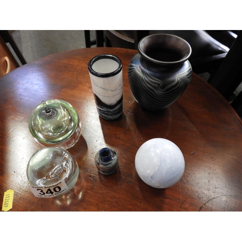 340 - Paperweights and Vases etc