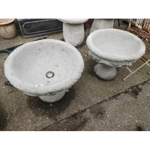 36 - Pair of Large Circular Pedestal Concrete Garden Planters