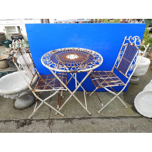 38 - Folding Metal Garden Table and 2x Chairs