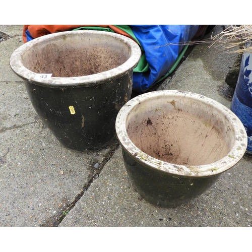 43 - 2x Glazed Garden Planters