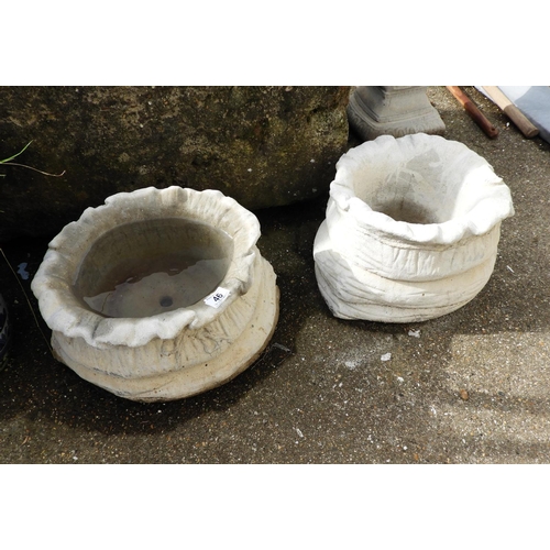 46 - Pair of Large Concrete Garden Sack Planters