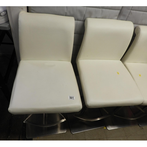 501 - Pair of High Back Leatherette Rise and Fall Stools