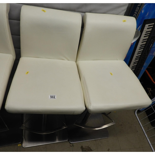 502 - Pair of High Back Leatherette Rise and Fall Stools