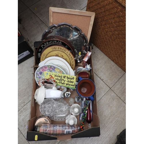 568 - Box of Misc - Collectors Plates, Shot Glasses etc