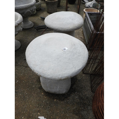 58 - Pair of Concrete Garden Staddle Stones