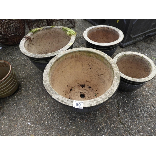 59 - 4x Matching Glazed Garden Planters