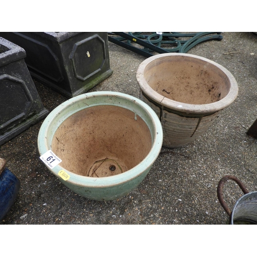 61 - 2x Glazed Garden Planters