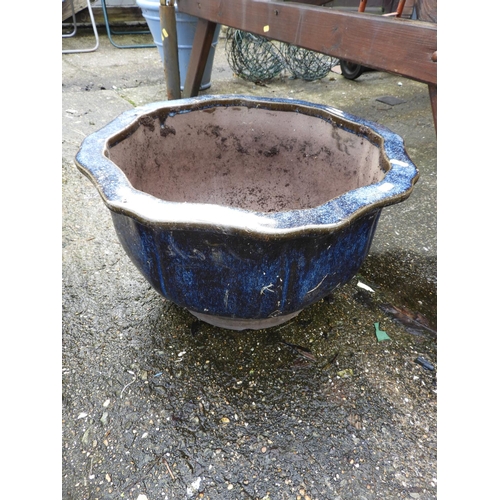 73 - Large Blue Glazed Garden Planter