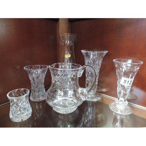 513 - Glassware - Jug, Vases etc