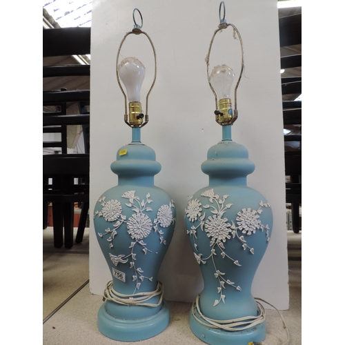 756 - Pair of Blue Glass Lamp Bases