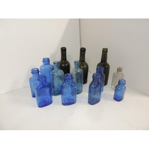 826 - Various Blue Glass Bottles