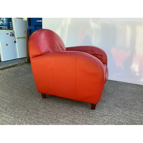 392 - Pair of Red Leather Club Style Chairs