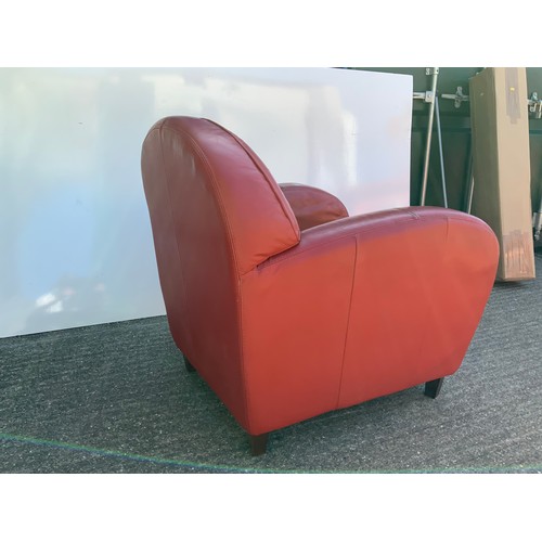 392 - Pair of Red Leather Club Style Chairs