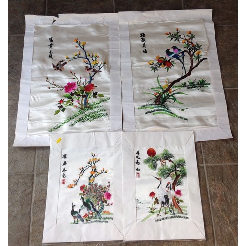 500 - Unframed Hand Embroidered Chinese Silk and Pictures