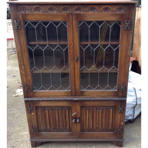 1073 - Leaded Glazed Oak Display Cabinet