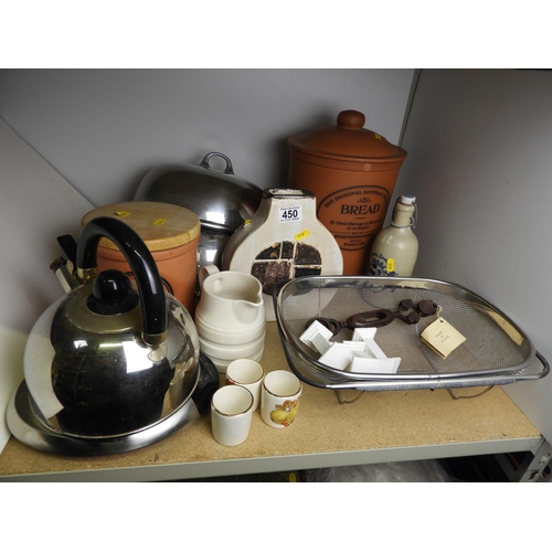 450 - Terracotta Bread Crock, Studio Pottery Vase and Cloches etc