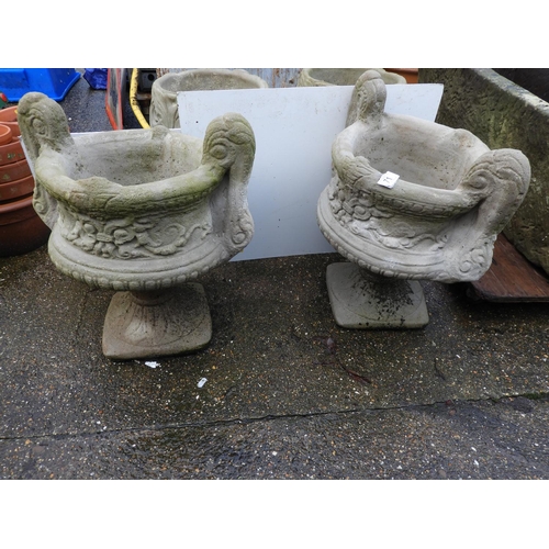 71 - Pair of Pedestal Concrete Garden Planters