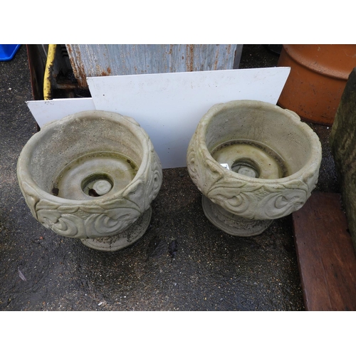 72 - Pair of Pedestal Concrete Garden Planters