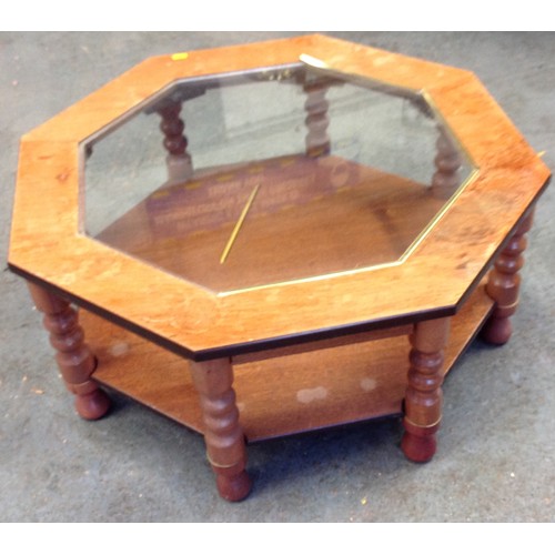 496 - Hexagonal Glass Top Coffee Table - A/F