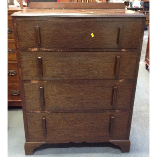 628 - Oak Chest of Four Drawers - 85cm x 47cm x 109cm High