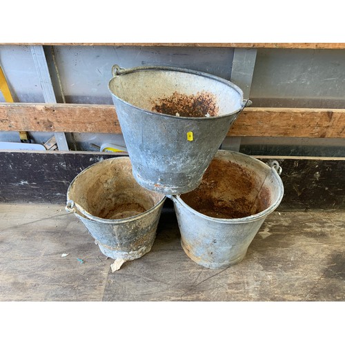 62 - 3x Galvanised Buckets