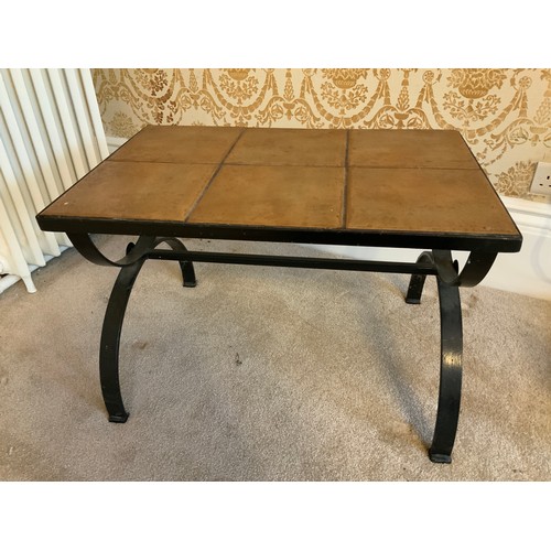 35 - Heavy Wrought Iron Tiled Table - 77cm W x 51cm D x  52cm H