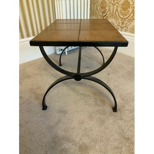 35 - Heavy Wrought Iron Tiled Table - 77cm W x 51cm D x  52cm H