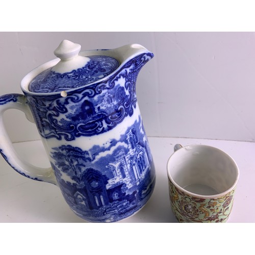 163 - Coffee Cans, Blue and White China and Vintage Santa Jug etc