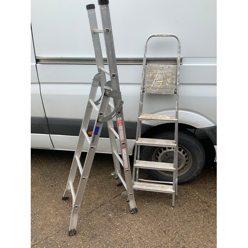 44 - 2x Folding Aluminium Ladders