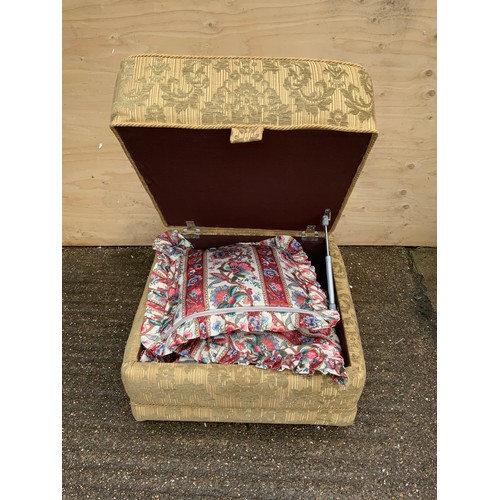 131 - Footstool with Storage on Wheels and Contents - Cushions