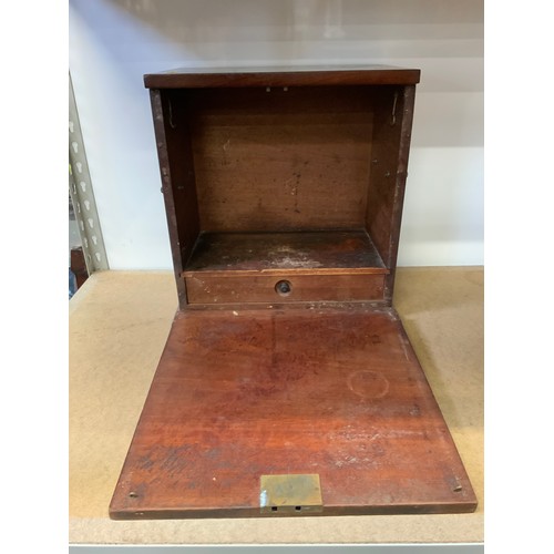 676 - Mahogany Fall Front Writing Box - Military Style