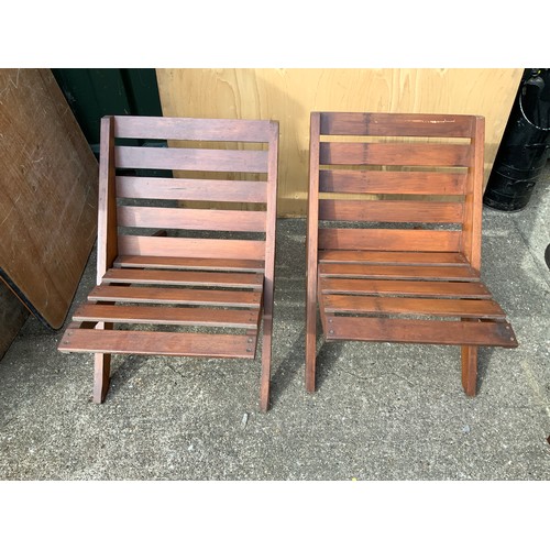 124 - Pair of Folding Wooden Garden Chairs